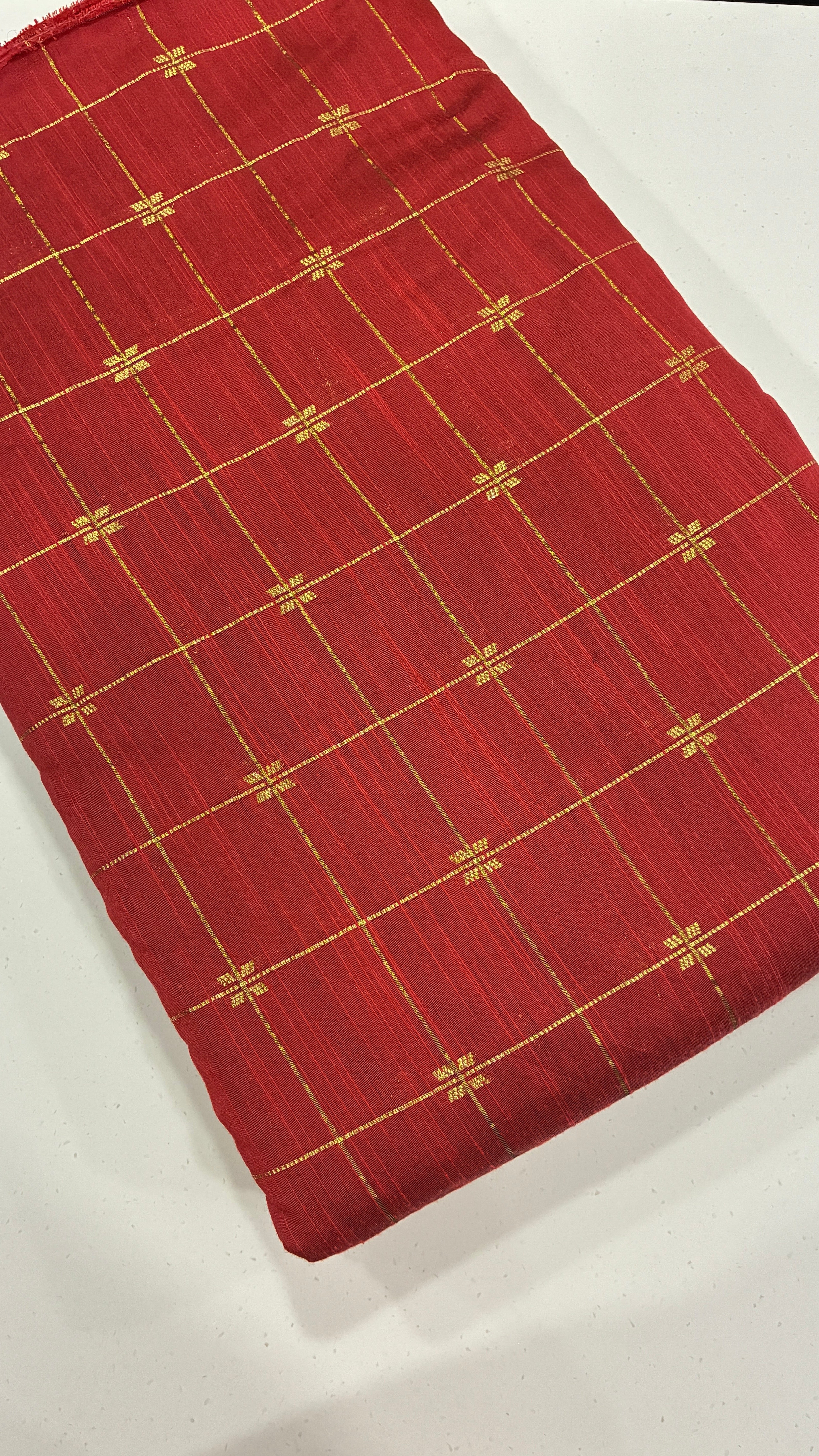 DUPION SILK - CHECKS BUTA