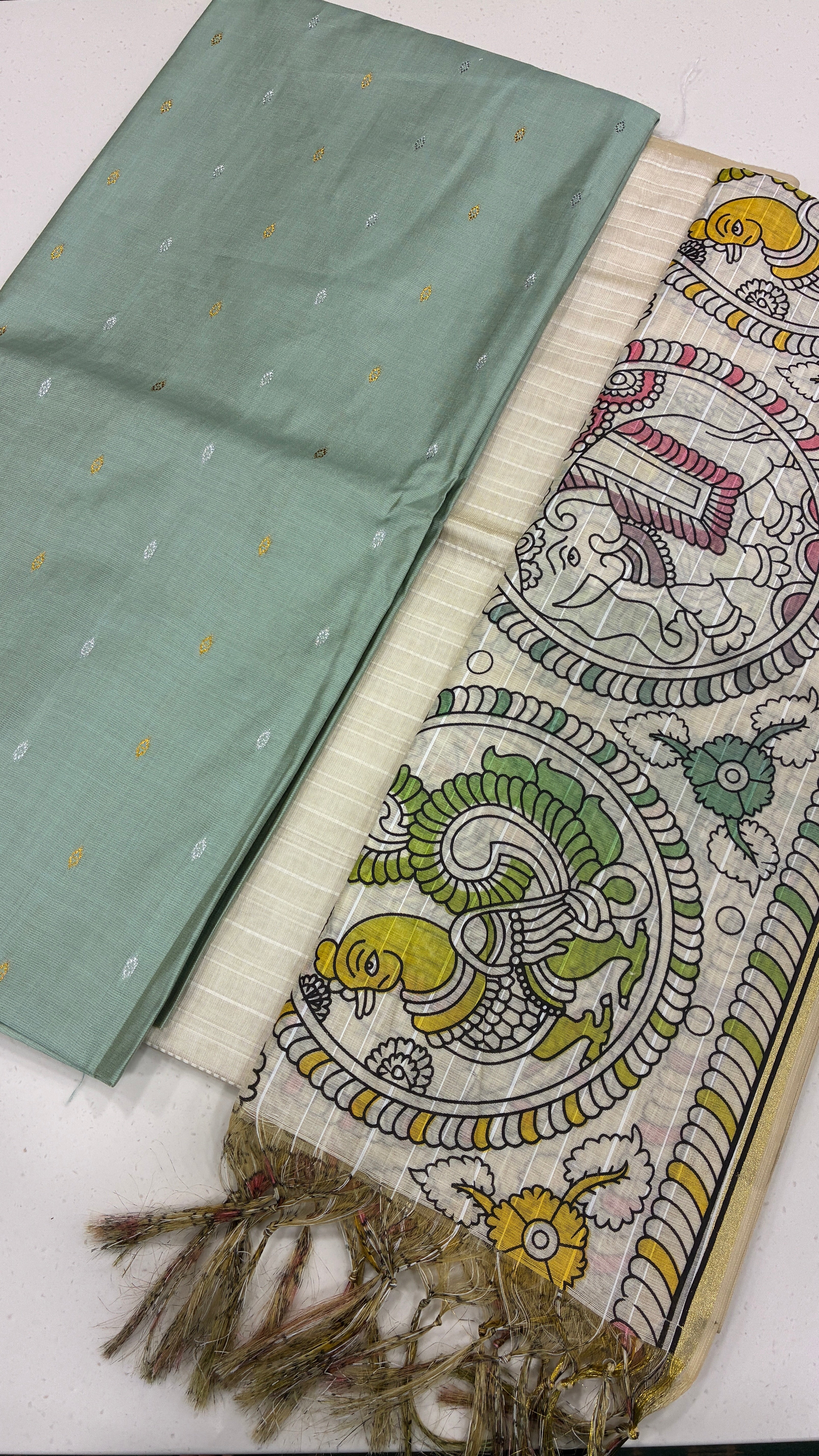 P KALAMKARI - SEA GREEN