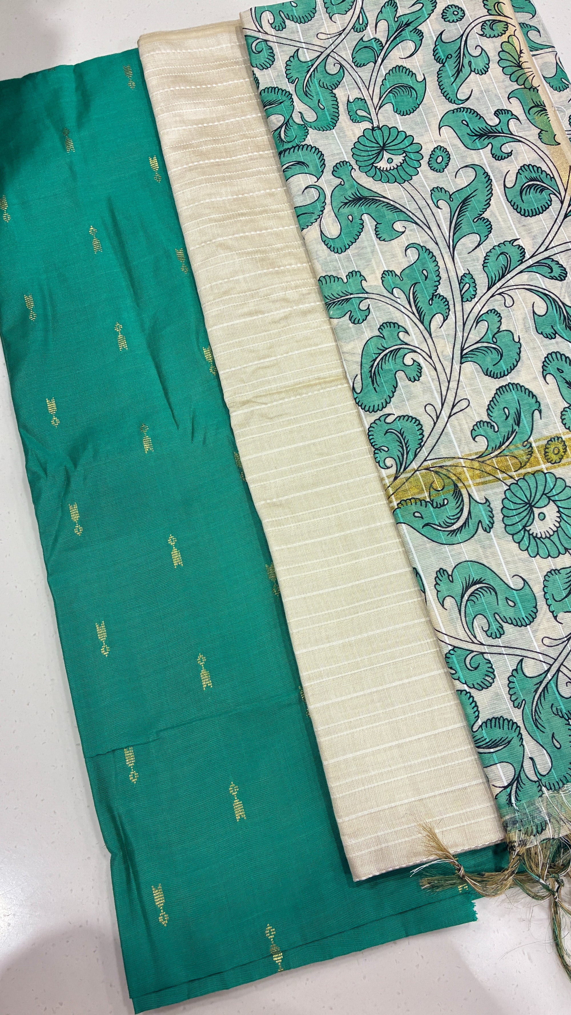S KALAMKARI - SEA GREEN