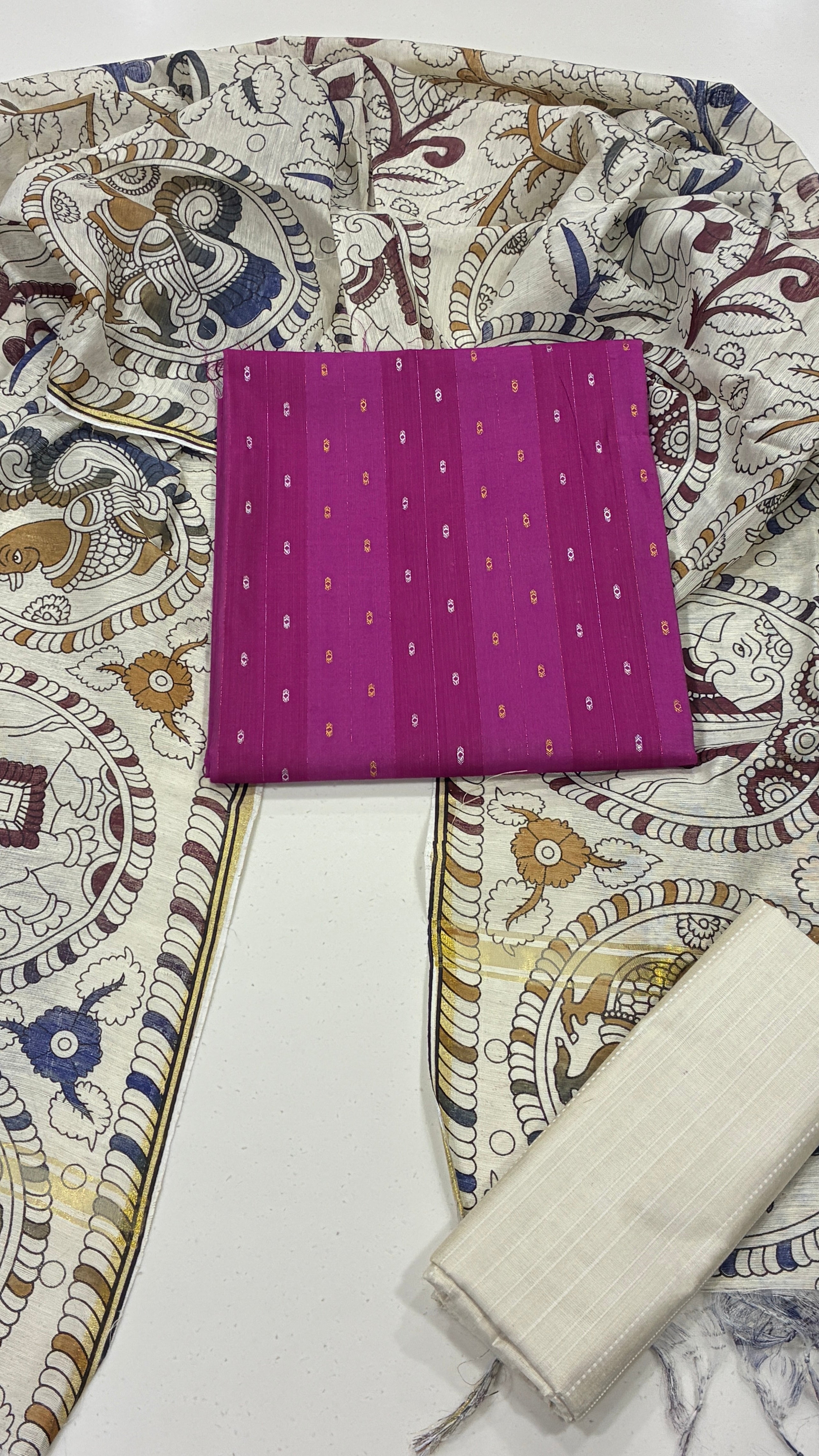 KALAMKARI STRIPE - R.PINK